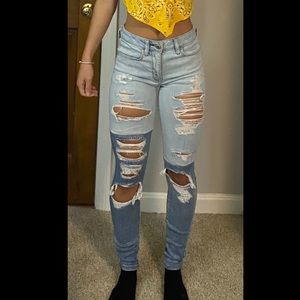 American Eagle Ripped Skinny Jeans Two-Toned